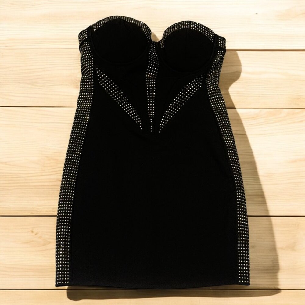 SOLD Guess Strapless Dress with Silver Beading | Size Small (4/6) - Picture 3 of 5